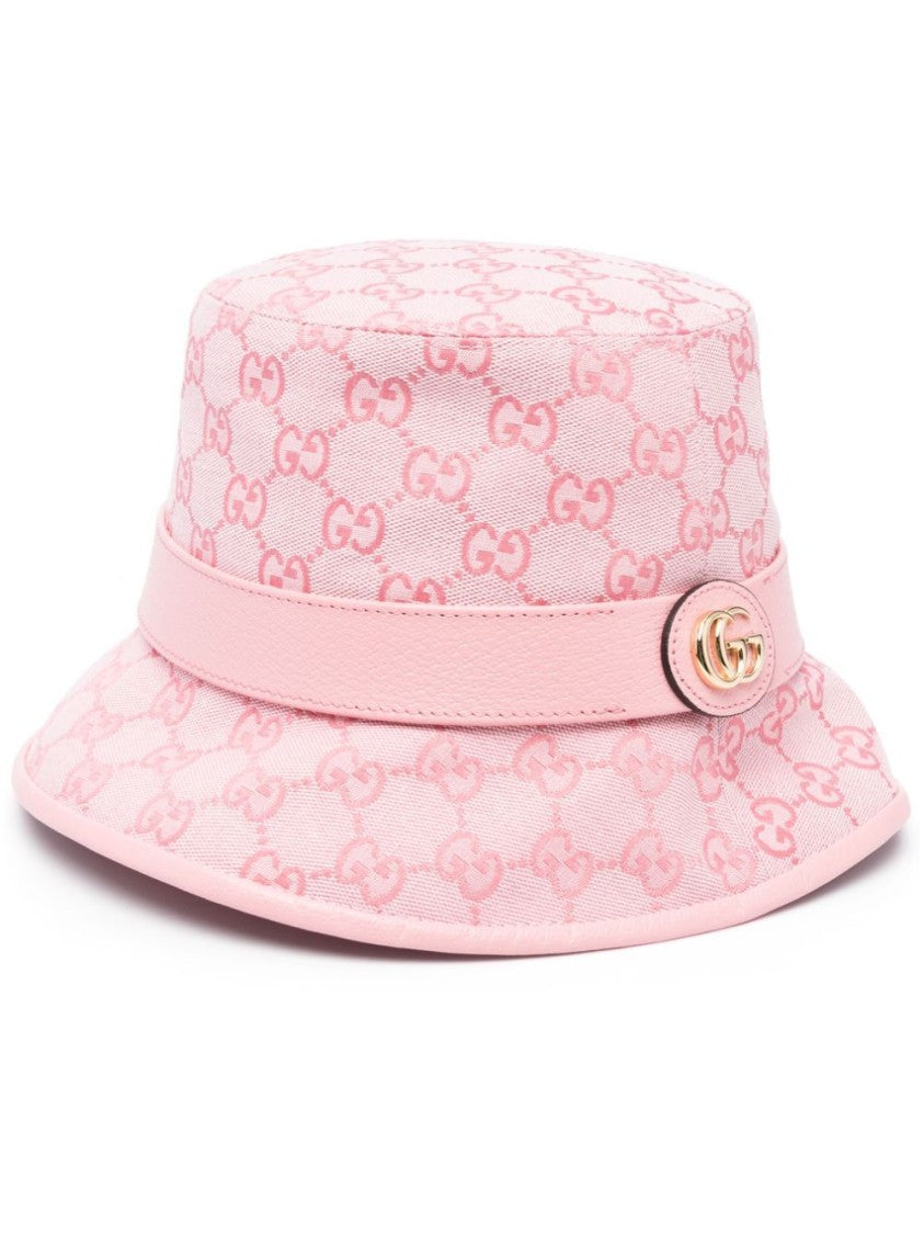 Gucci Monogram Bucket Hat With Leather Band