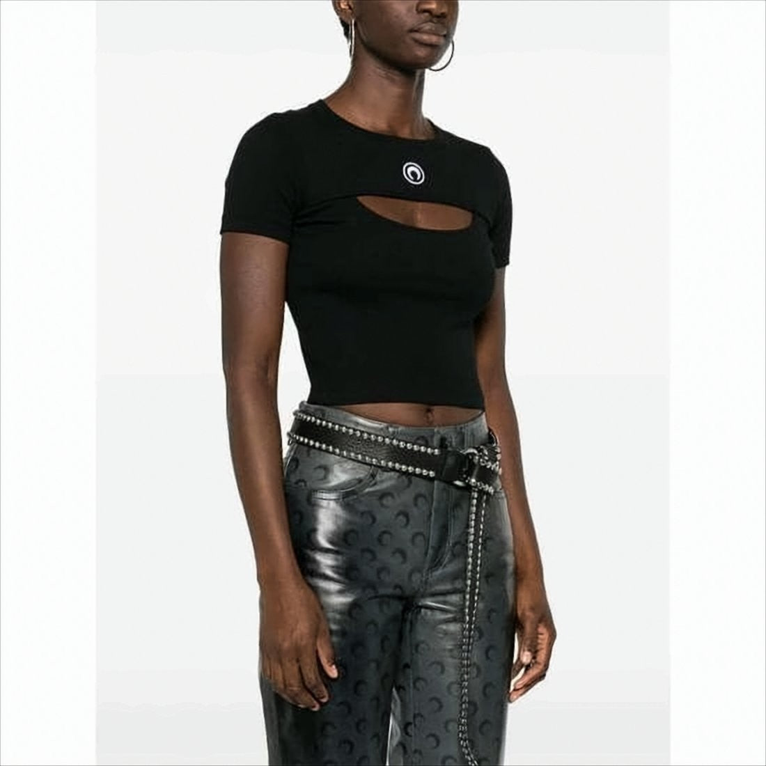 Marine Serre Fitted Crop Top With Unique Cut-Out Detail