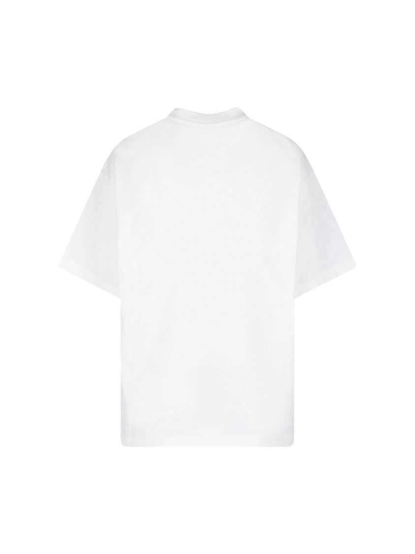 Jil Sander White Crewneck Side Logo Cotton T-Shirt