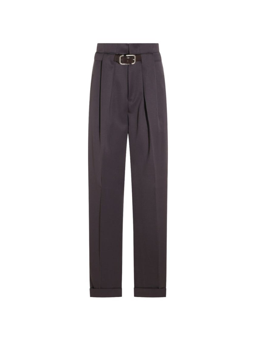 The Attico Black High-Waist Tailored Built-In Belt Trousers