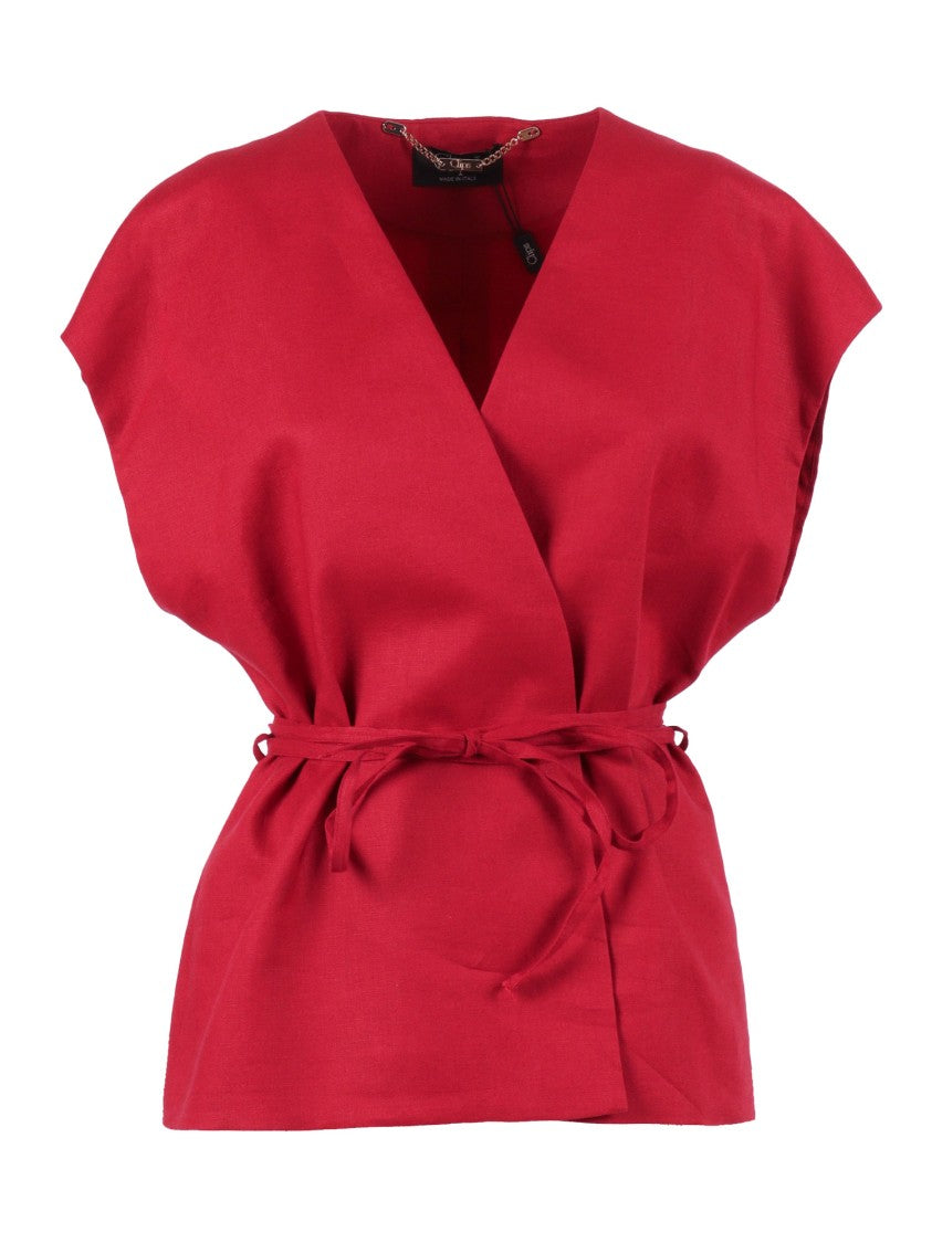 Clips Lino Wrap V Neck Short Sleeve Shirt