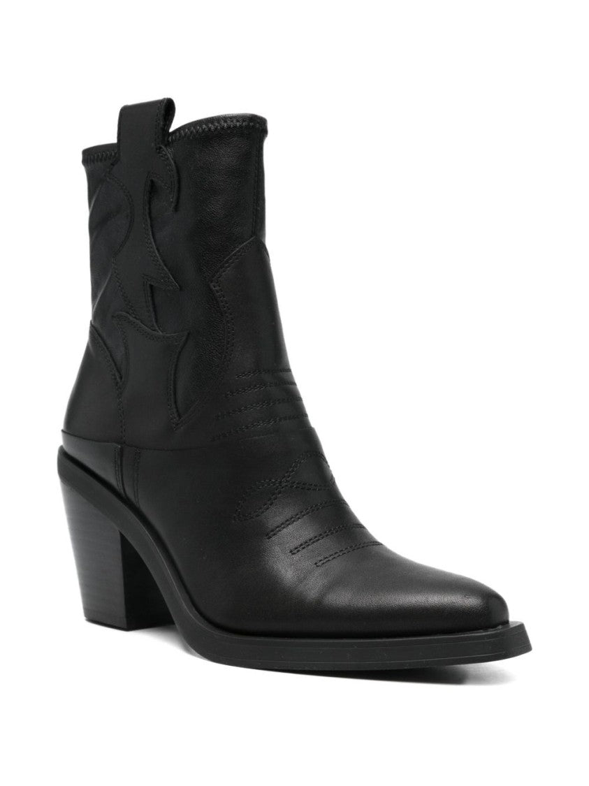 Ash Pointed Toe Black Ankle Boots