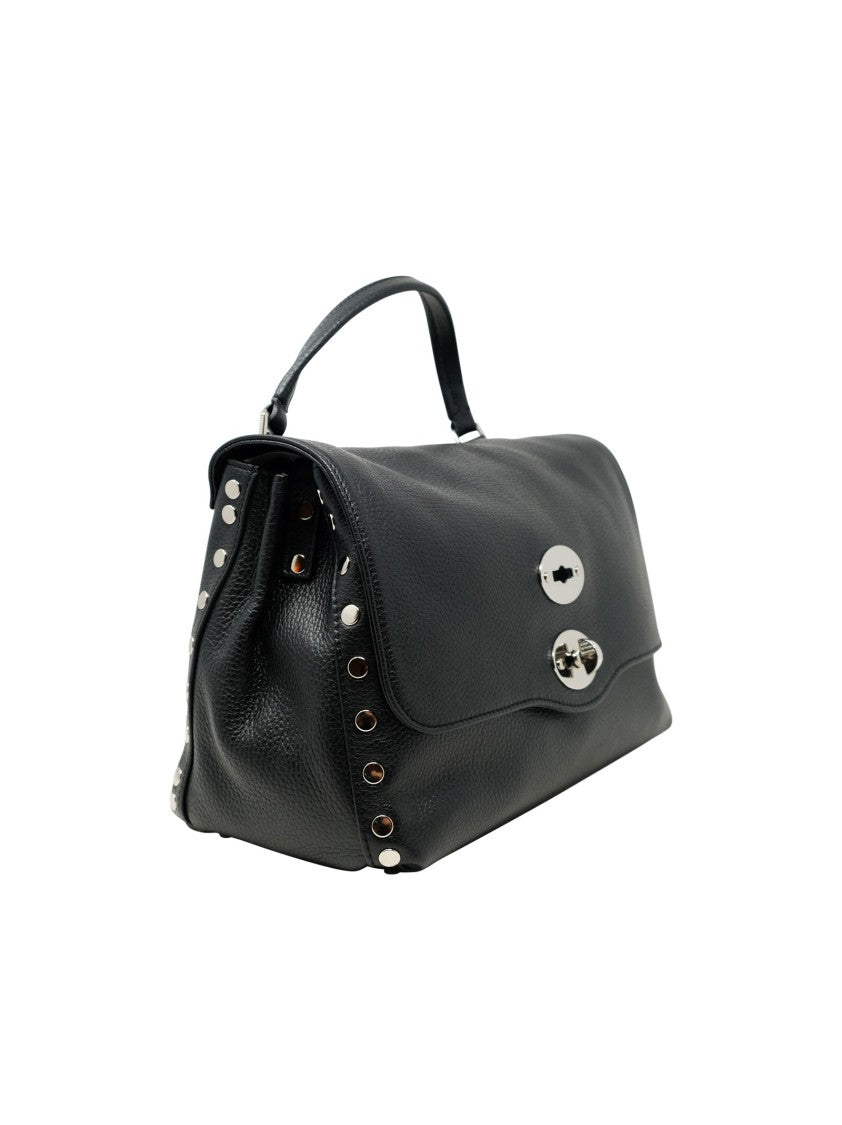 Zanellato Black Postina Daily Day S Leather Handbag