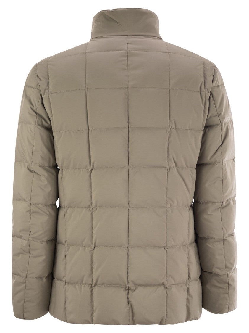 Fay Double-Front Quilted Checked Down Jacket