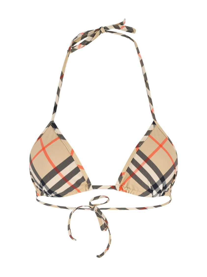 Burberry "Check" Costume Top In Beige Stretch Fabric