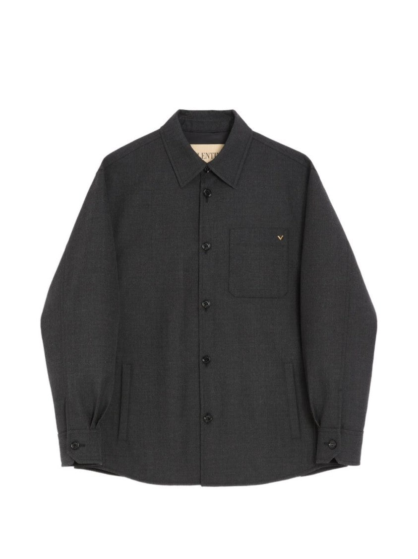 Valentino Garavani Black Boxy V-Emblem Classic Collar Jacket