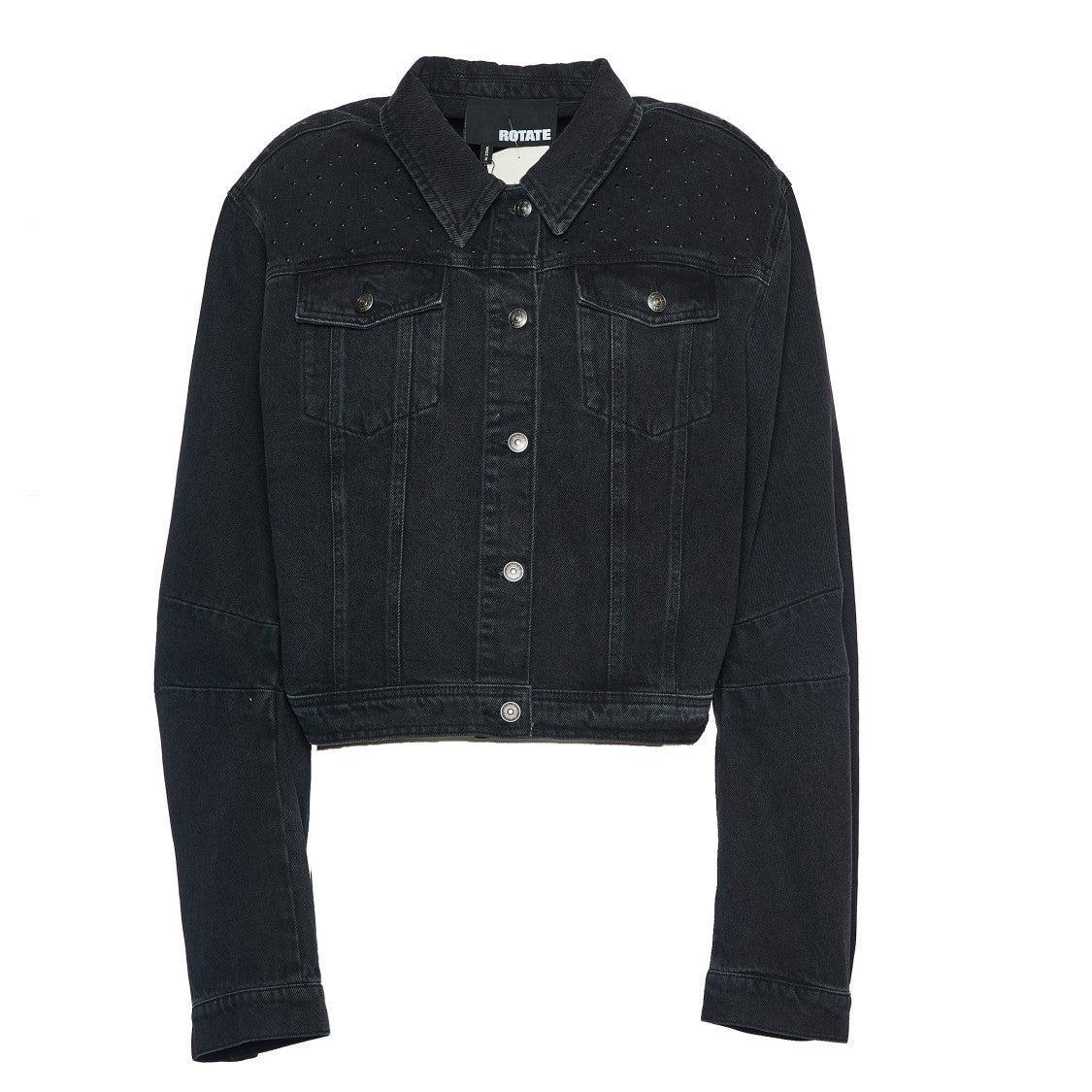 Rotate Oversized Denim Jacket With Sparkling Shoulder Embellishments