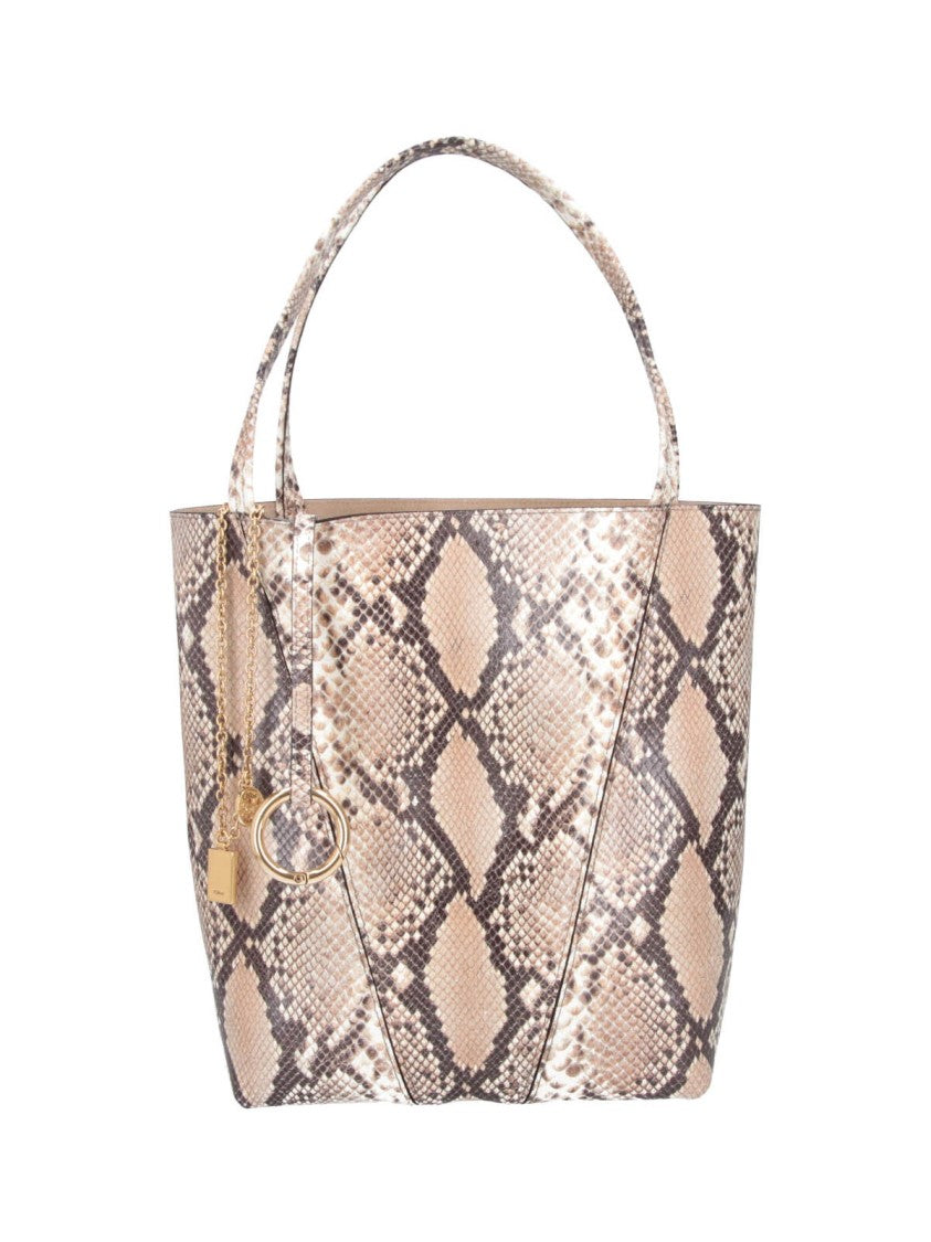 Chloé Structured Snakeskin Pattern Tote Bag