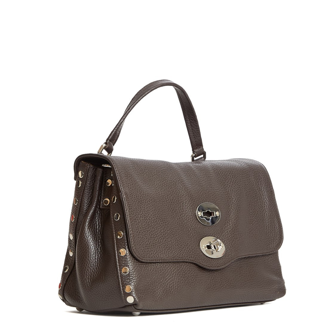 Zanellato Structured Small Grey Handbag With Multi-Pocket Design And Removable Straps