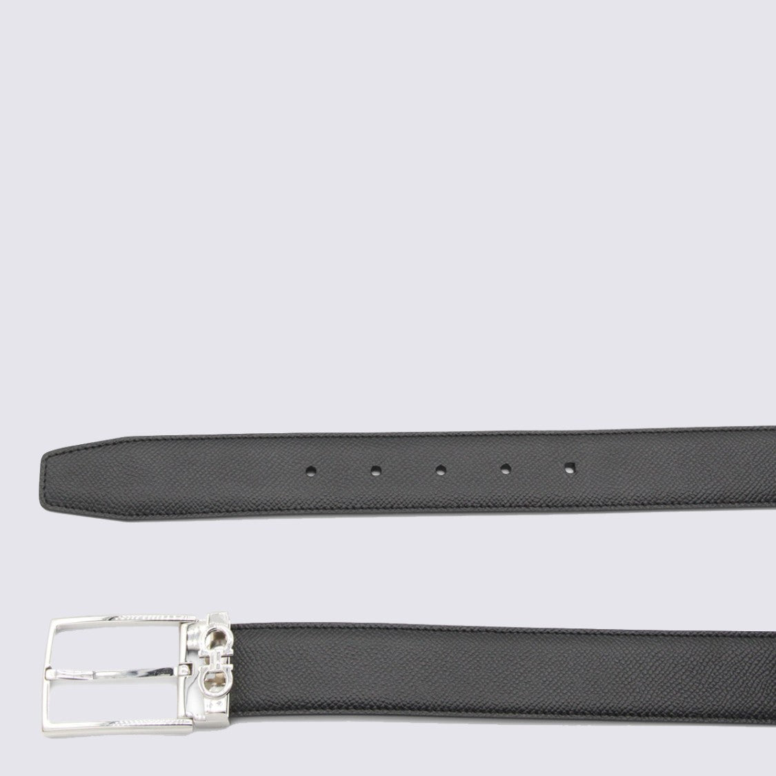 Ferragamo Black Leather Gancini Belt