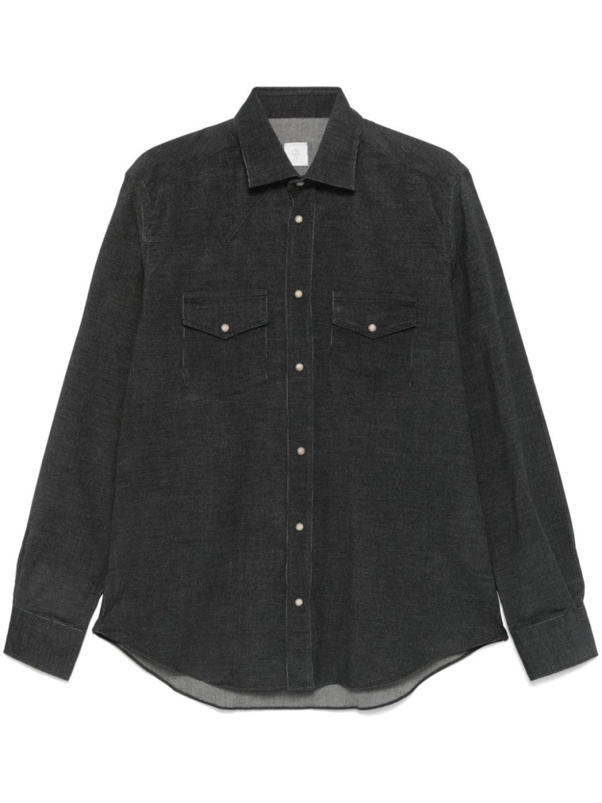 Eleventy Dark Grey Cotton Shirt