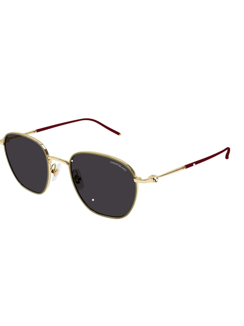 Montblanc Brown Mb0160s Geometric Gold Sunglasses