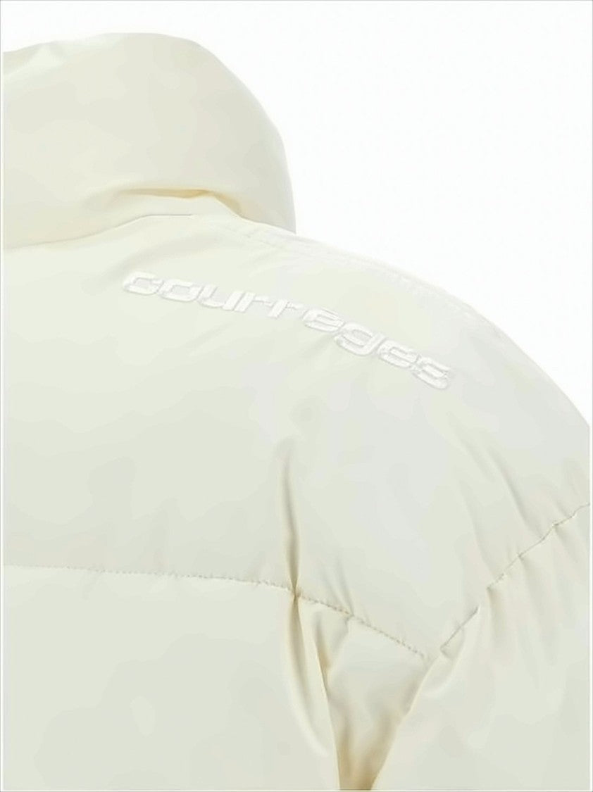 Courrèges Cropped Puffer Jacket With High Stand Collar And Snap Button Closure