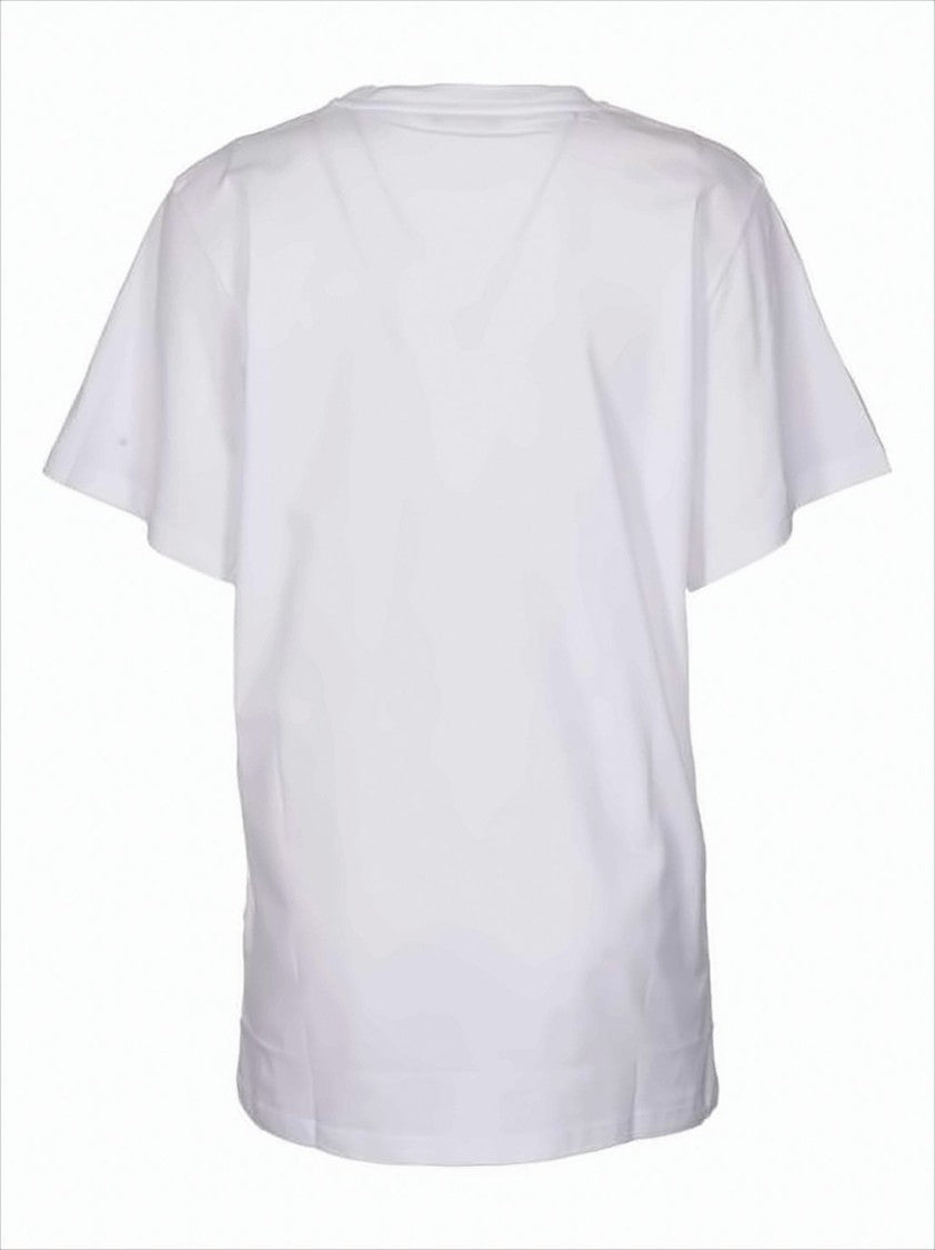 Max Mara Short-Sleeve White T-Shirt With Embroidered Logo