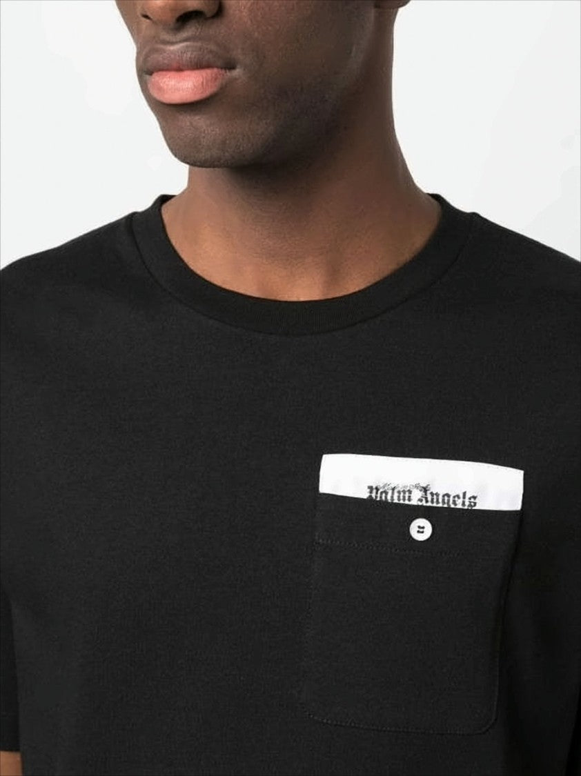 Palm Angels Black Short-Sleeve T-Shirt With Contrast Pocket Detail