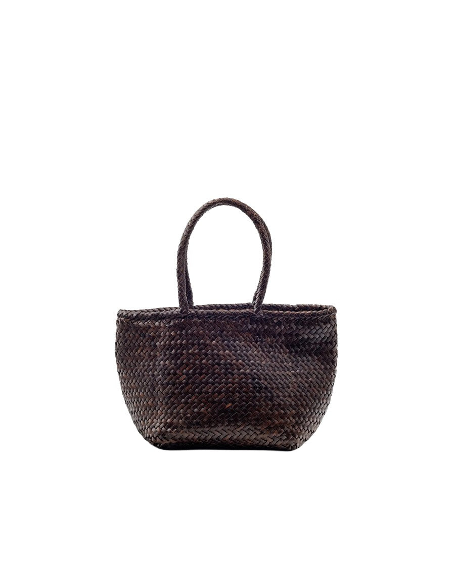 Dragon Diffusion Grace Basket Small Dark Brown Woven Buffalo Leather Tote Bag