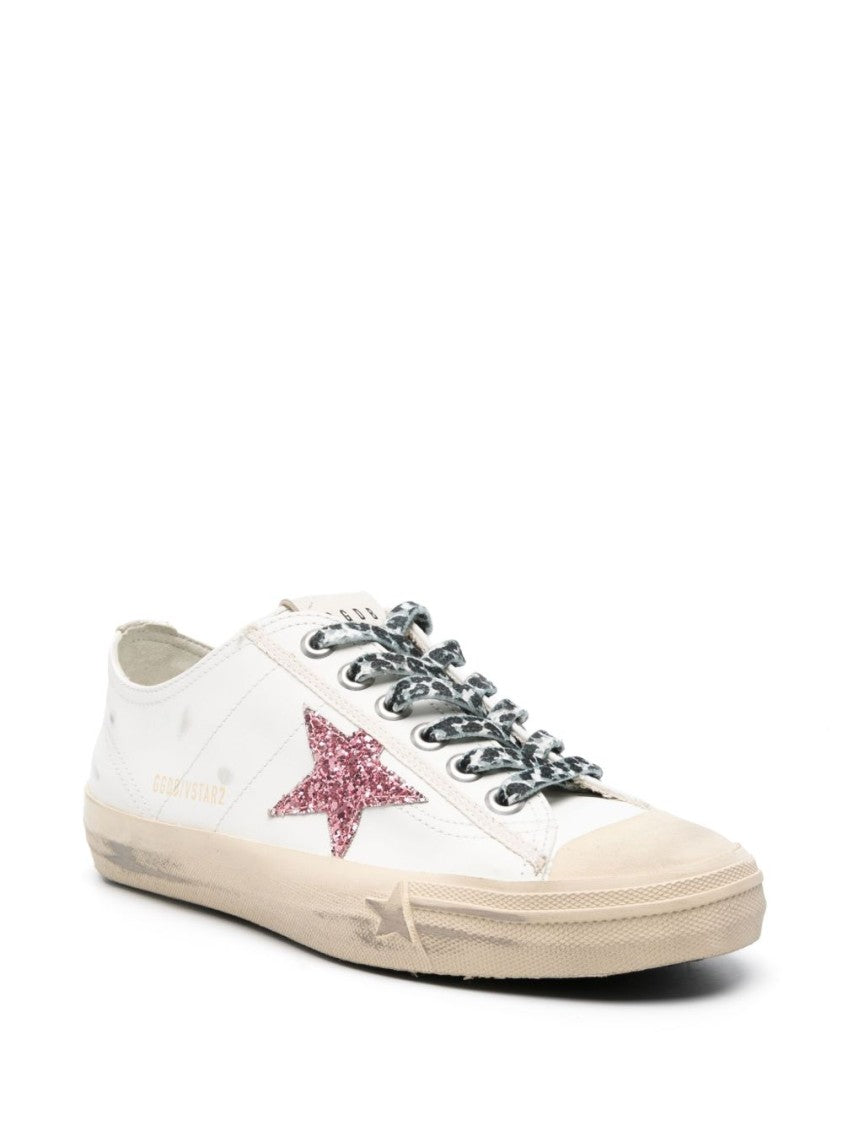 Golden Goose Low-Top Distressed Glittery Star Sneakers