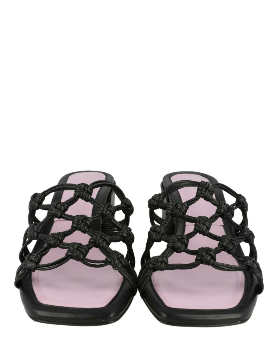By Far Marsha Knotted Leather Mule Sandals