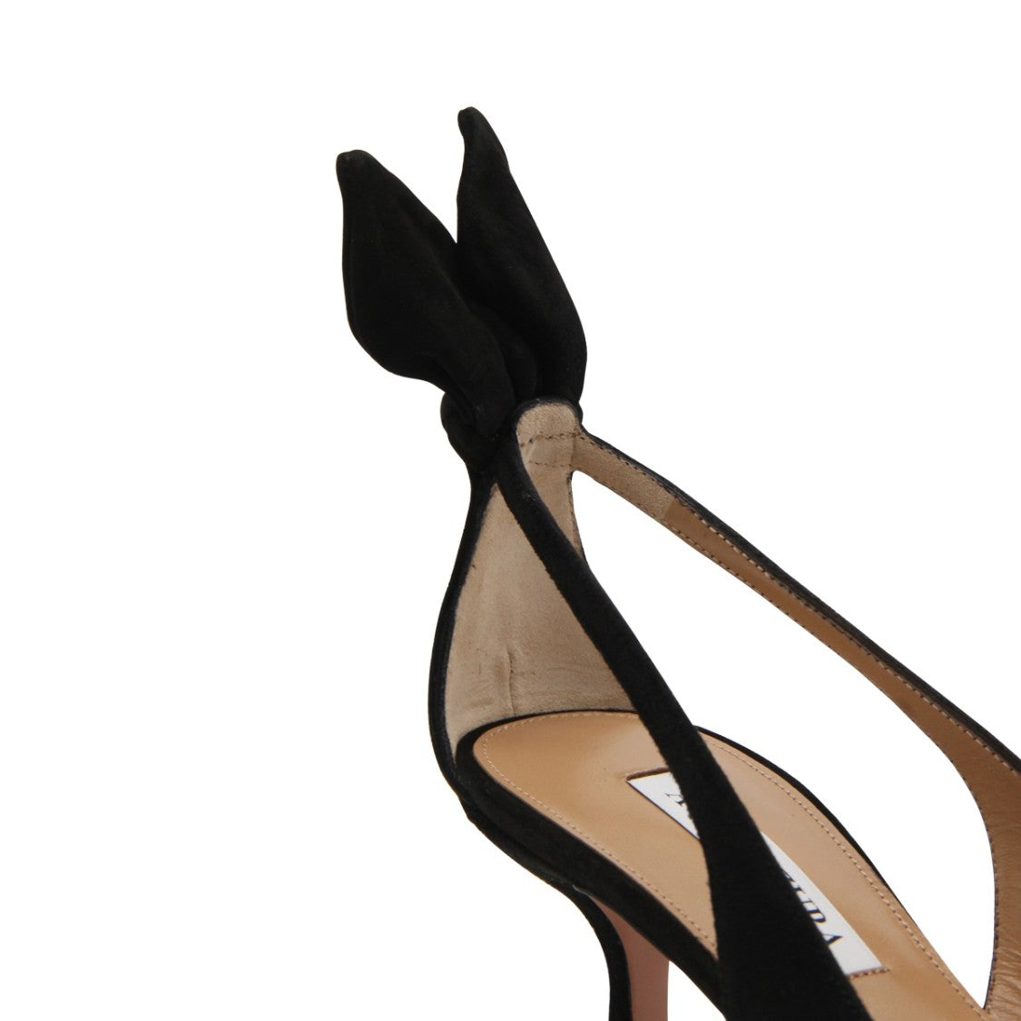 Aquazzura Black Suede Bow Tie Sandals
