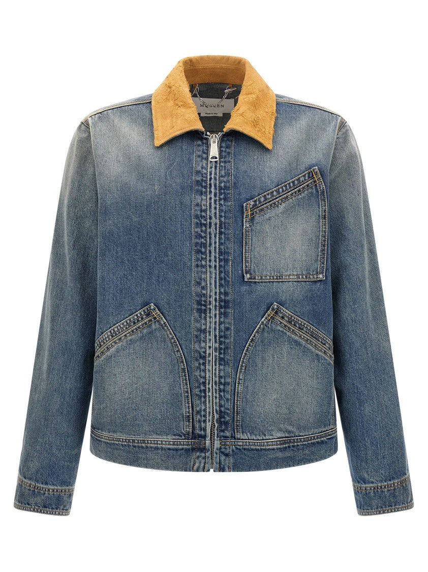 Mcqueen Suede Denim Jacket