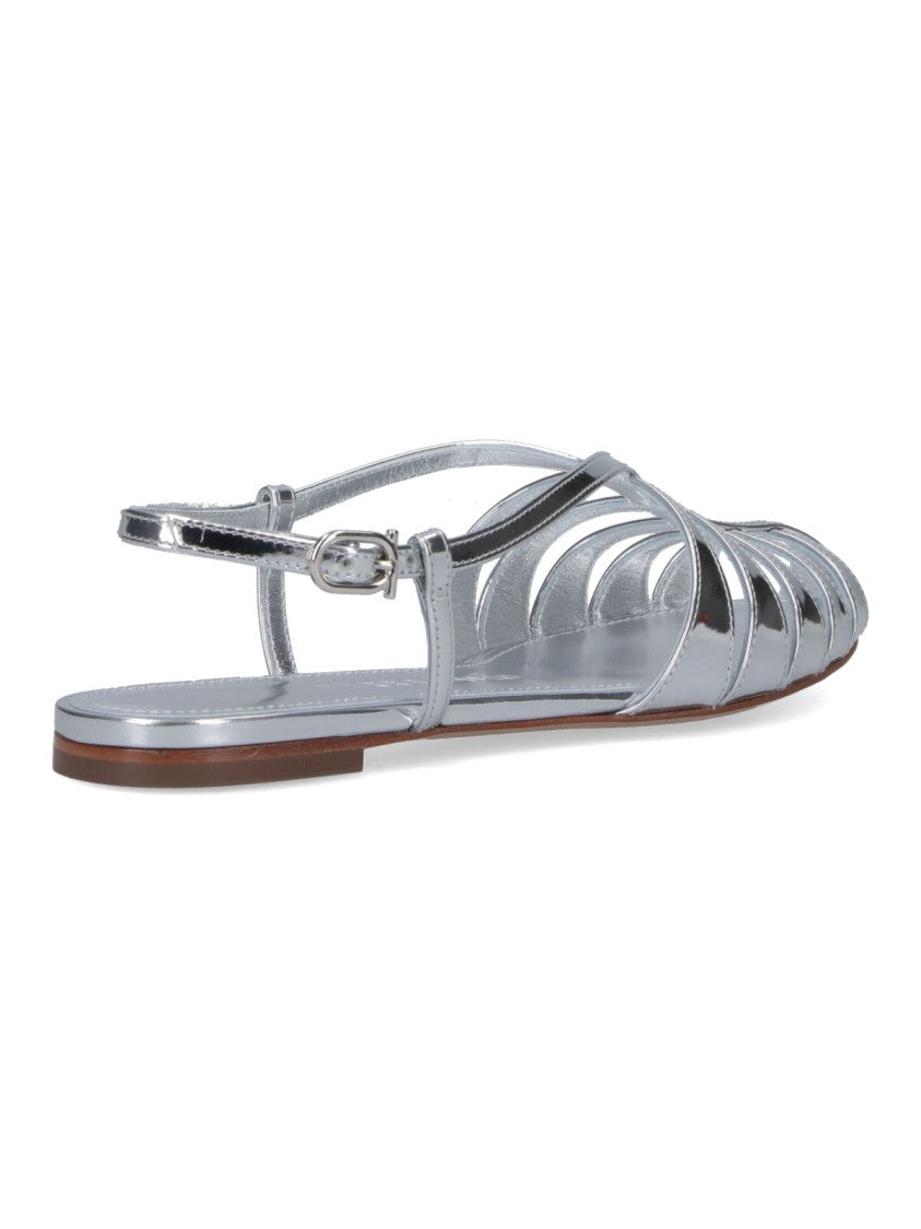 Ferragamo Metallic Silver Strappy Sandals