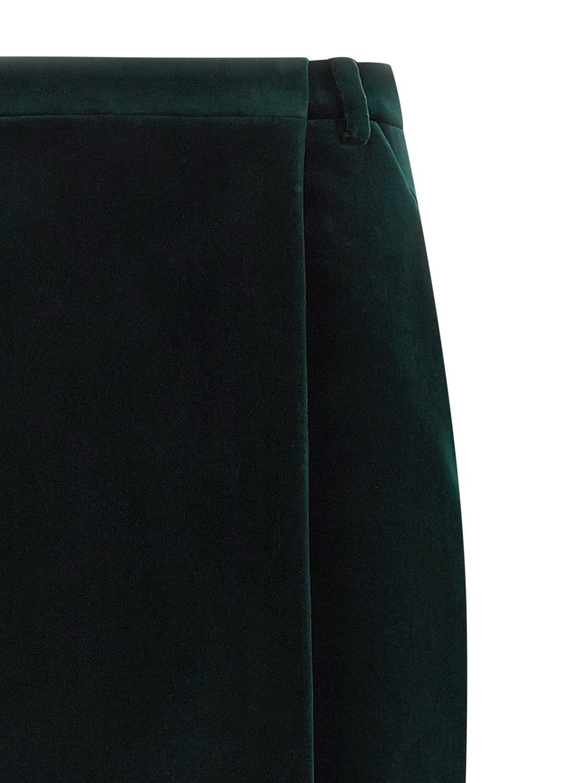 Saint Laurent Wallet-Style Cotton Velvet Midi Skirt With Silk Lining