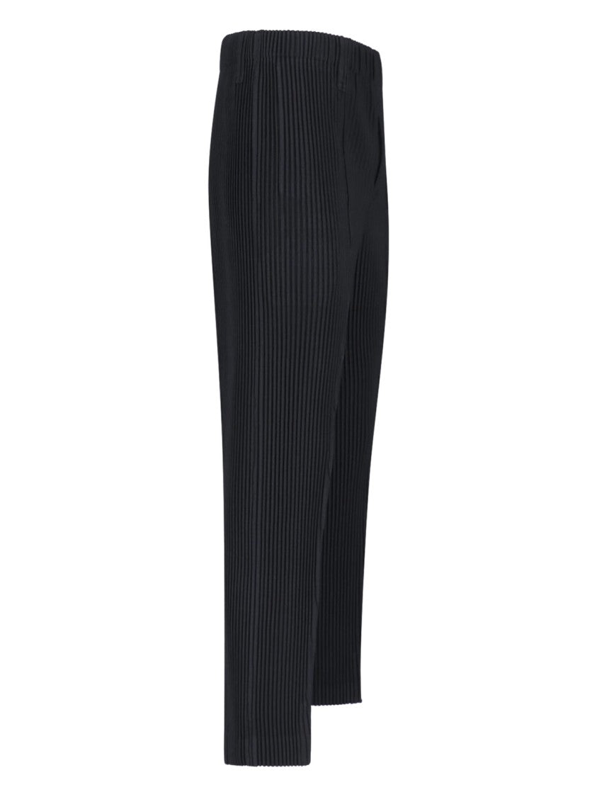 Homme Plissé Issey Miyake Black Pleated Elastic Waist Straight-Leg Pants