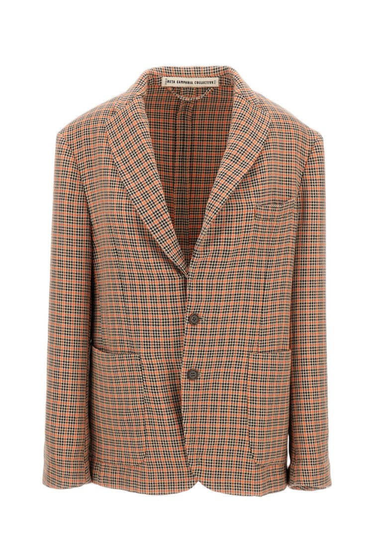 Meta Campania Tailored Wool Blazer With Pied De Poule Pattern And Notched Lapel