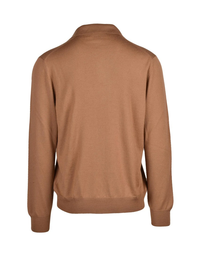 Gran Sasso Athleisure Brown Virgin Wool Polo Shirt