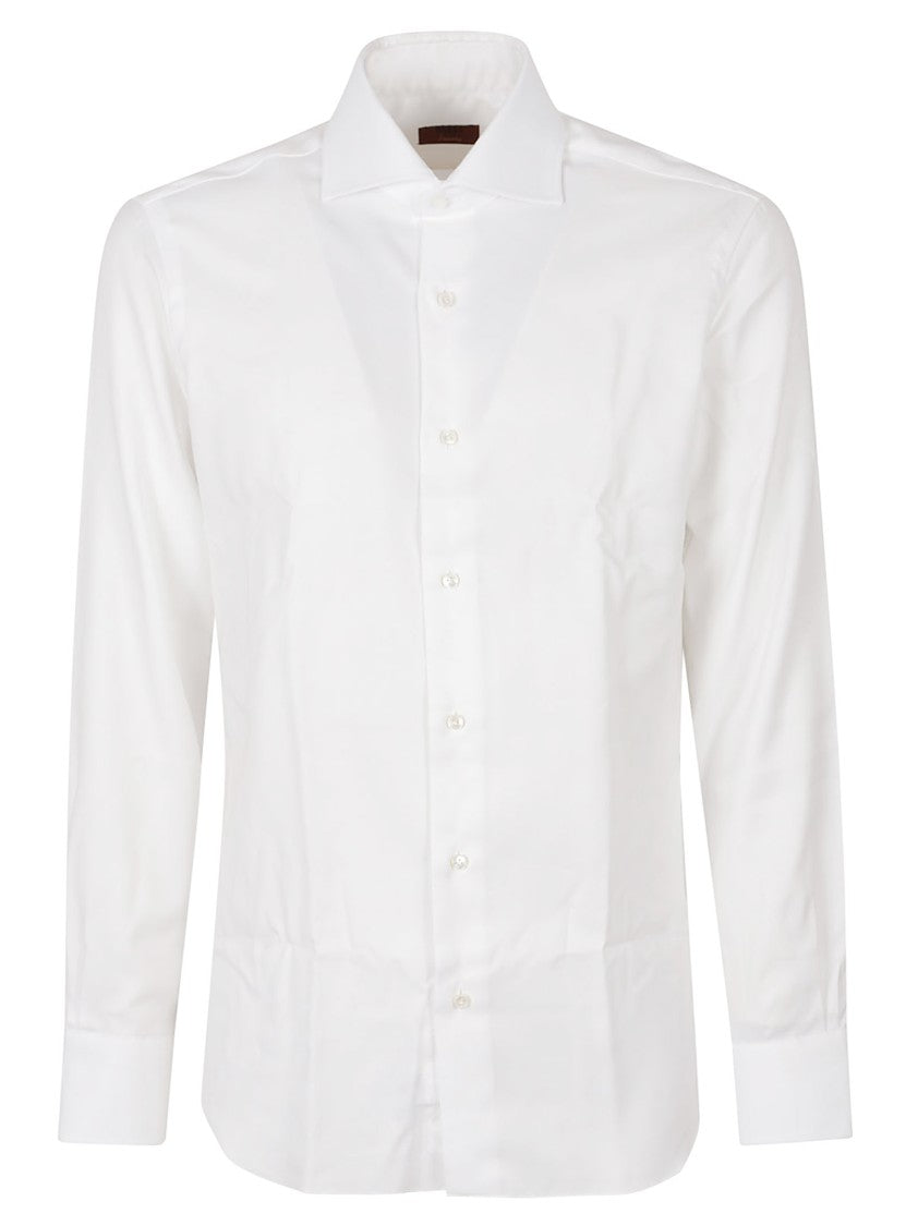 Barba Tailored Long-Sleeve Shirt In Crisp White Cotton