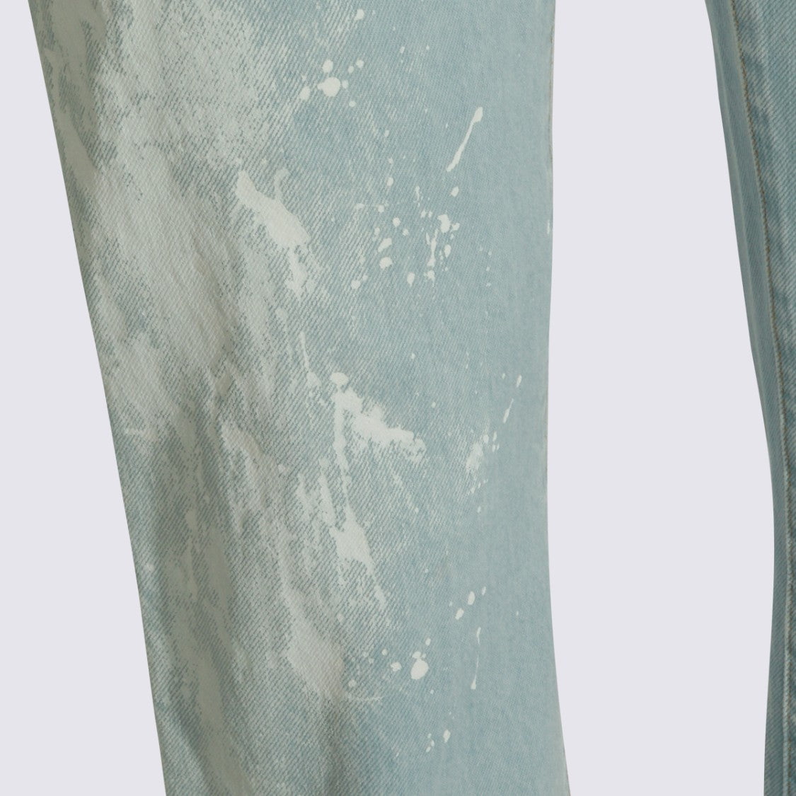 Mm6 By Maison Margiela Light Blue Straight-Leg Jeans With Paint Splatter Accents