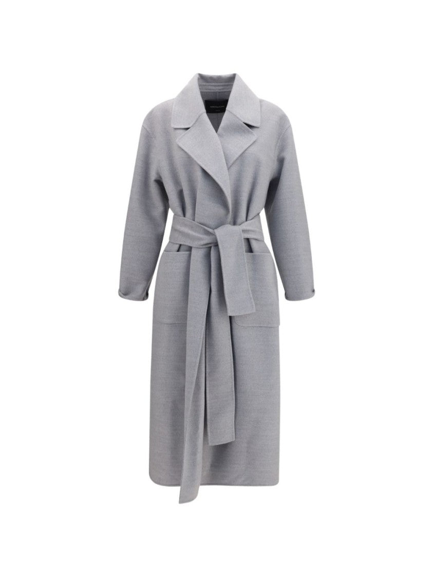 Fabiana Filippi Grey Relaxed-Fit Belted Coat