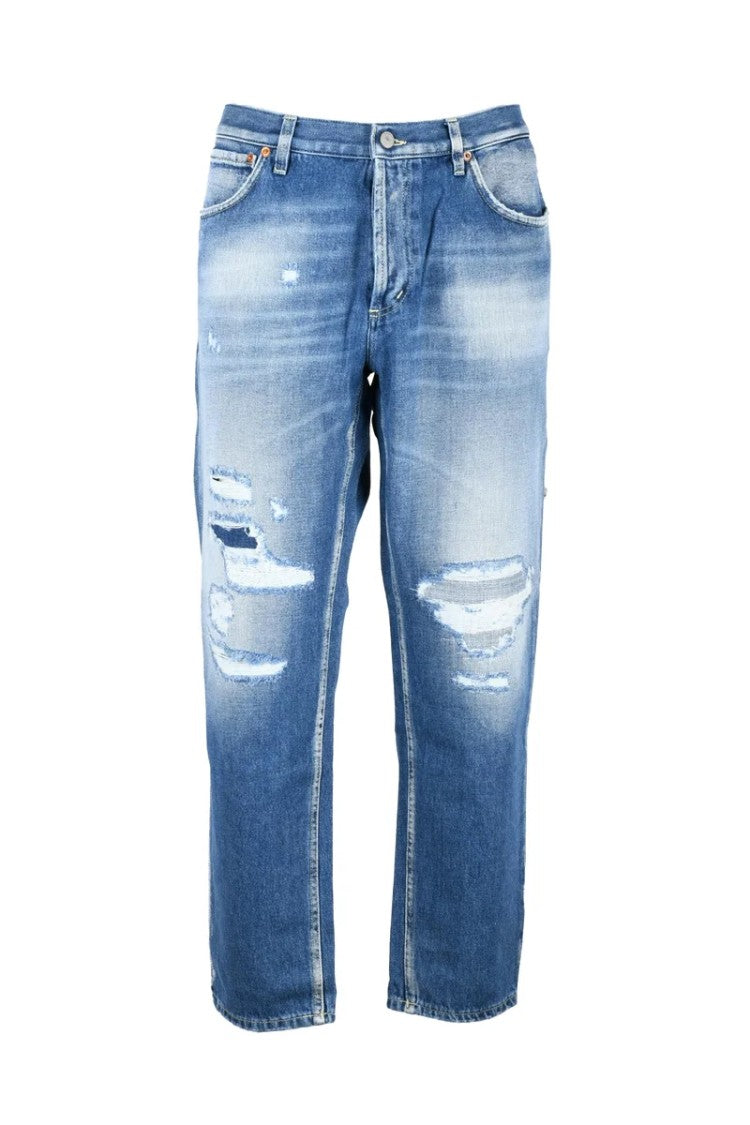 Dondup Medium Blue Distressed Denim Jeans