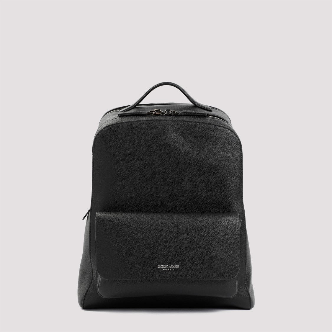 Giorgio Armani Black Grained Calf Leather Backpack