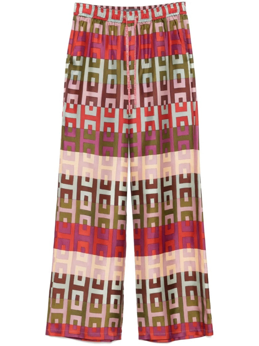 Lorena Antoniazzi Red Silk Trousers