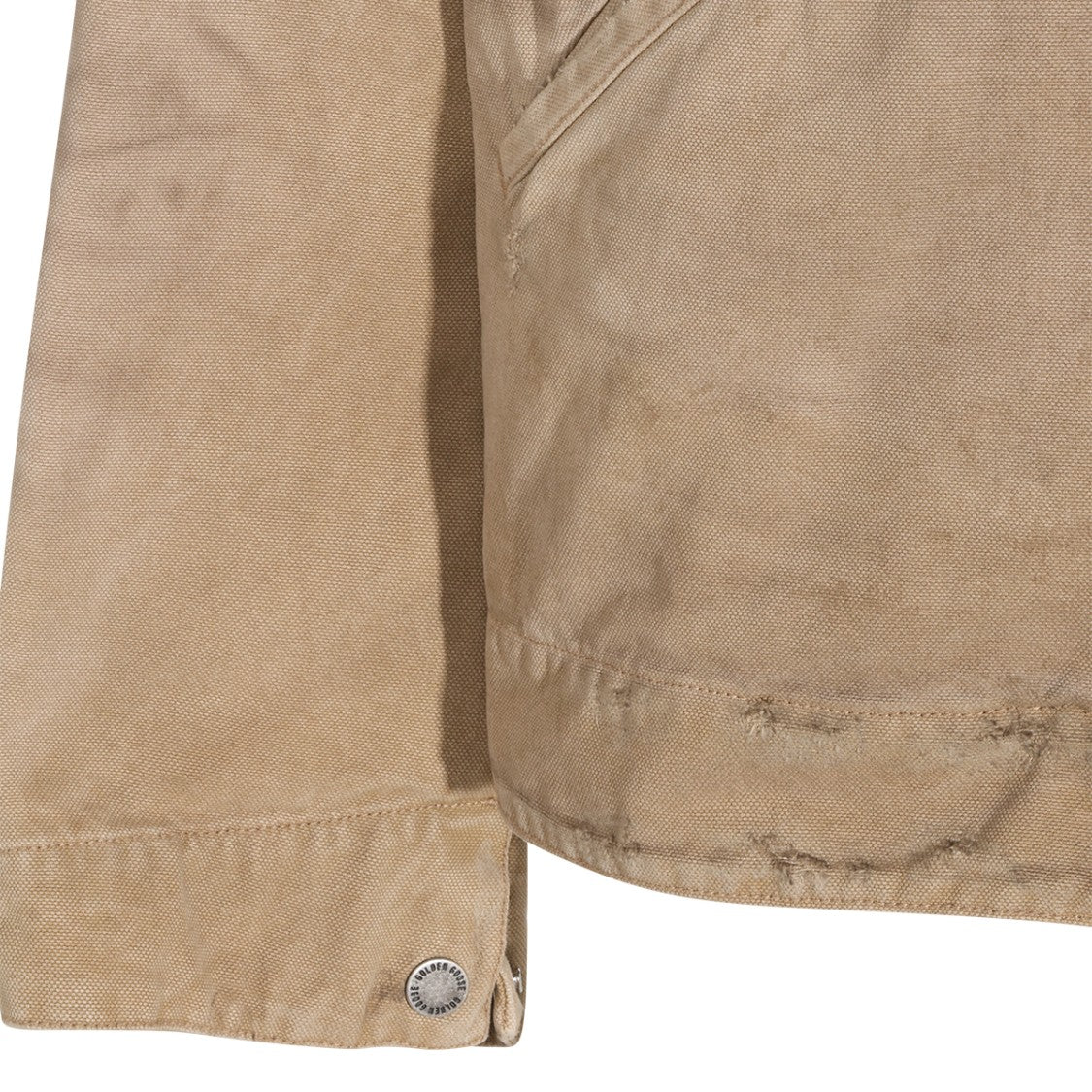 Golden Goose Camel Cotton Casual Jacket With Contrast Collar And Emblem Detail