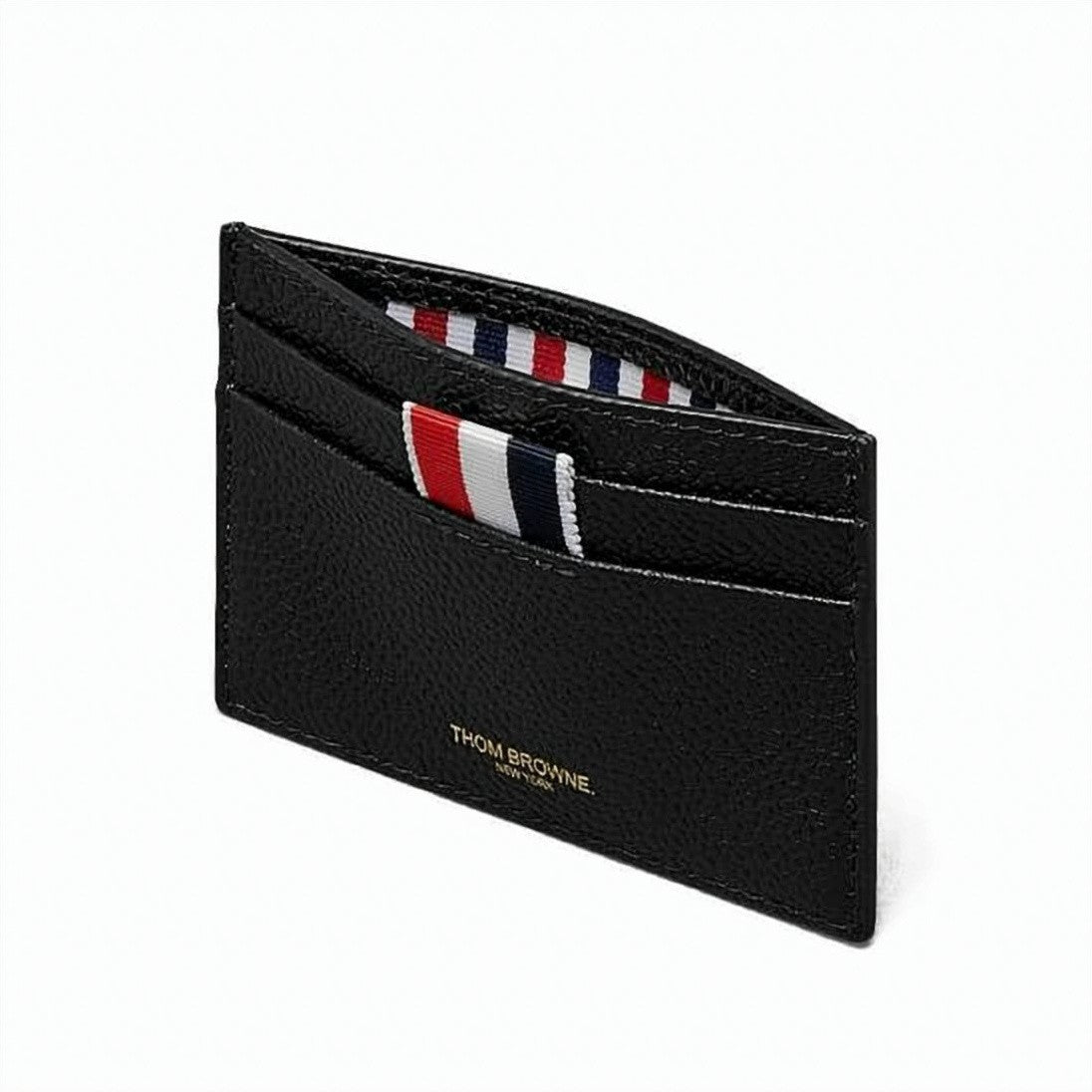 Thom Browne Textured Calfskin Cardholder With Tricolor Tab