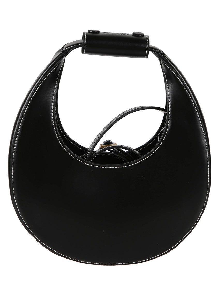 Staud Crescent Moon Shoulder Bag With Gold Hardware And Contrasting Stitching