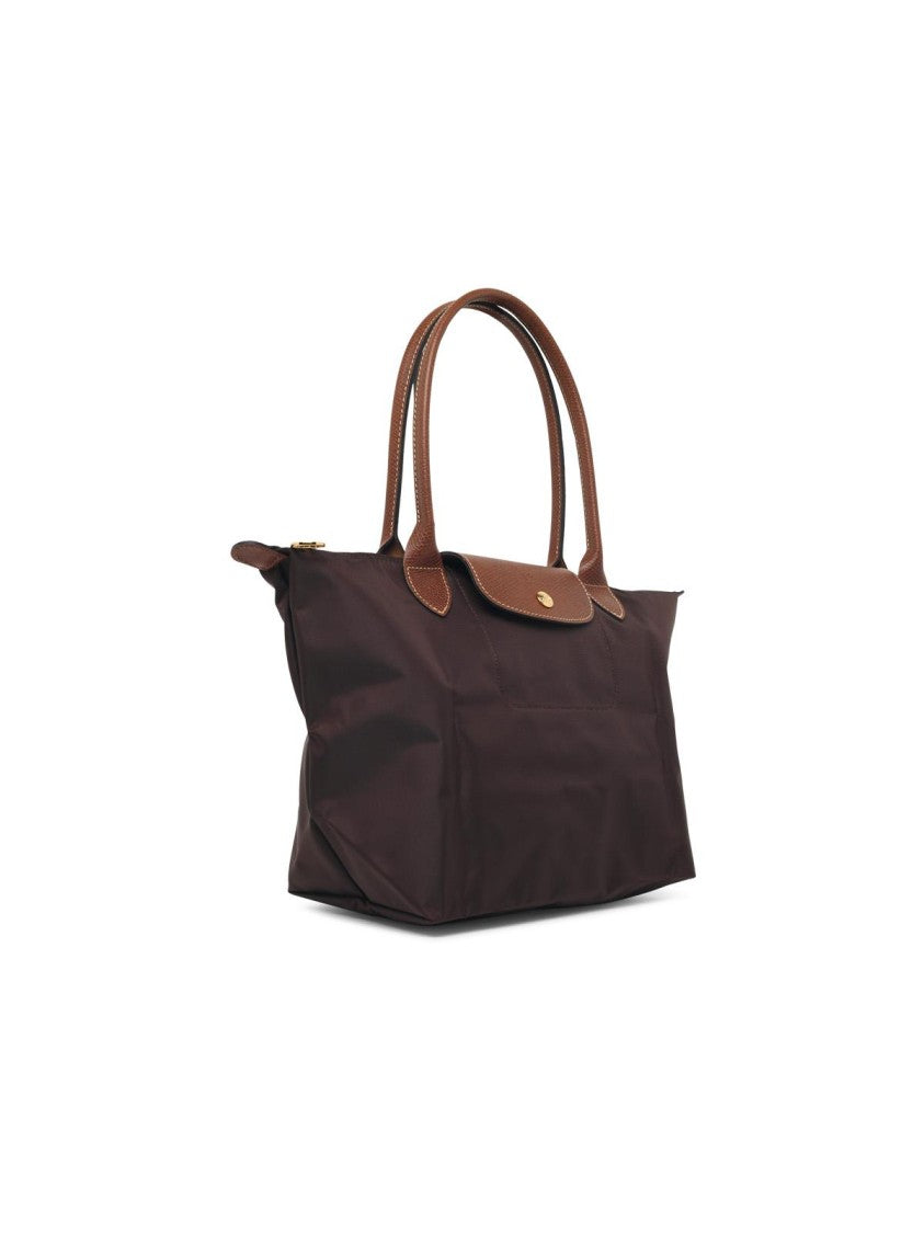 Longchamp Rectangular Nylon Shoulder Bag With Textured Leather Flap