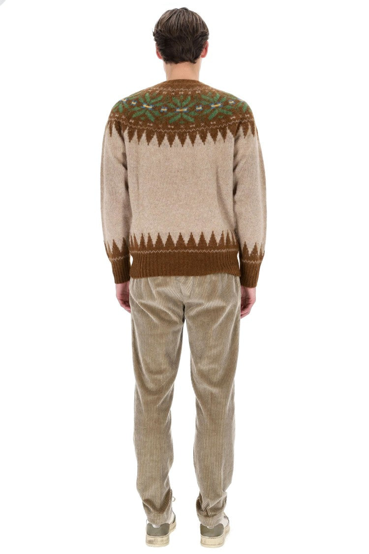 Howlin Shetland Nordic Pattern Wool Crewneck Sweater