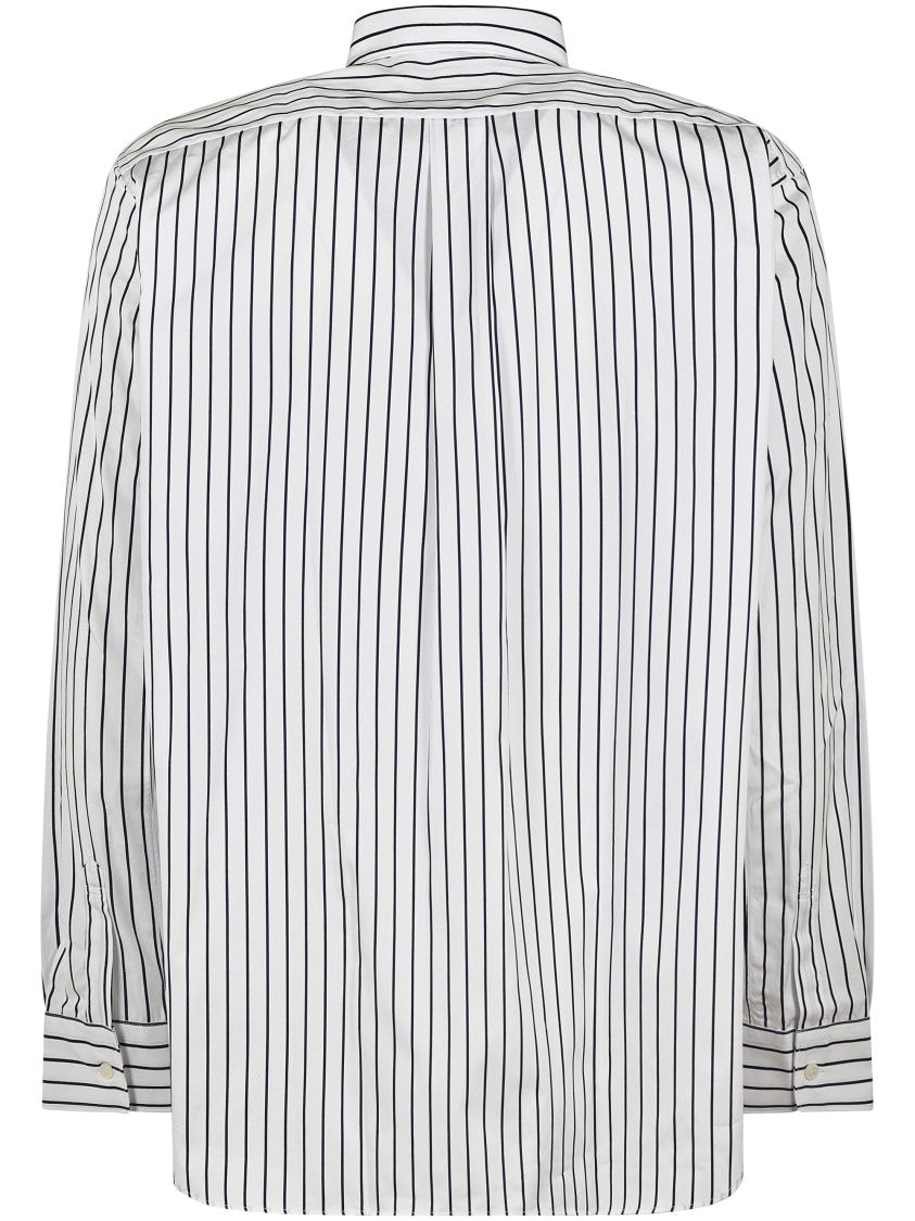 Comme Des Garçons Navy Striped Button-Down Shirt