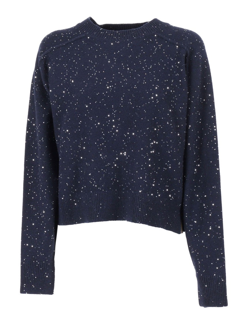 Antonelli Cropped Knit Sweater With Subtle Sequin Detailing