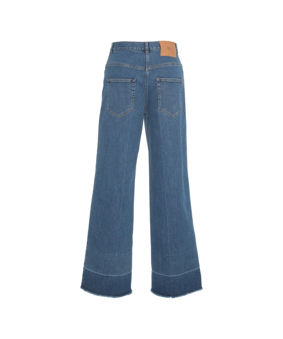 N°21 High-Rise Wide Leg Jeans With Frayed Hem