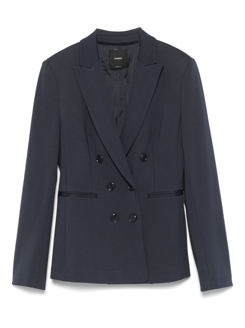 Pinko Tailored Double-Breasted Blazer With Deep V-Neckline