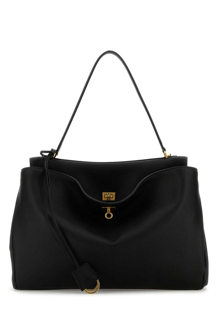 Balenciaga Black Leather Large Rodeo Handbag