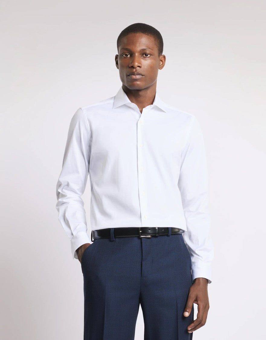 Fay French Collar Stretch Shirt With Modern Fit