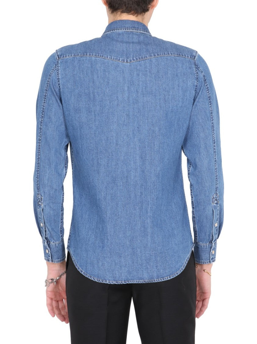 Alexander Mcqueen Pointed Collar Denim Shirt