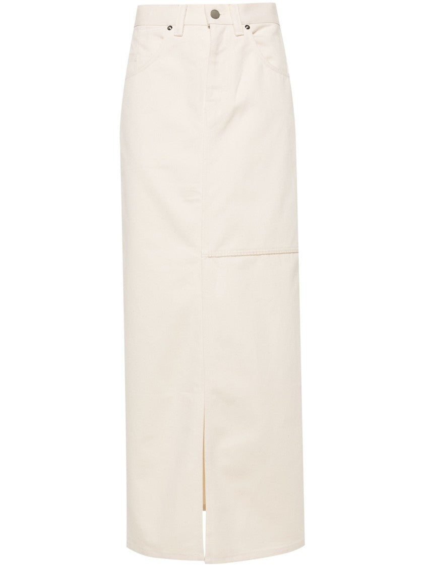 Axel Arigato Midi-Length Cotton Skirt With Front Slit And Five-Pocket Design