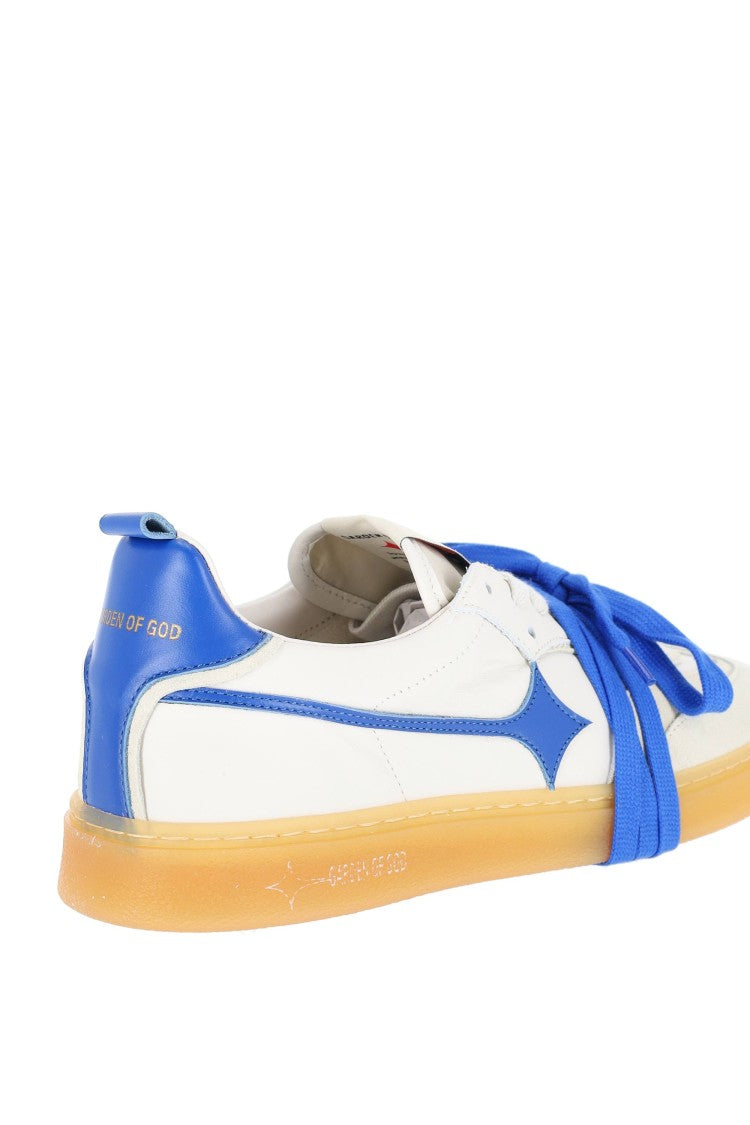Garden Of God Earth Leather And Suede China Blue Detail Sneakers