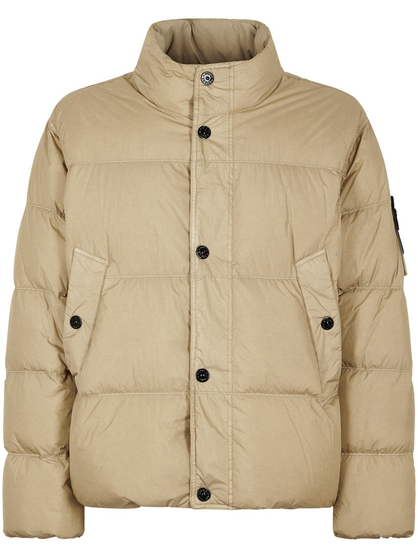 Stone Island Padded Quilted Jacket With High Collar